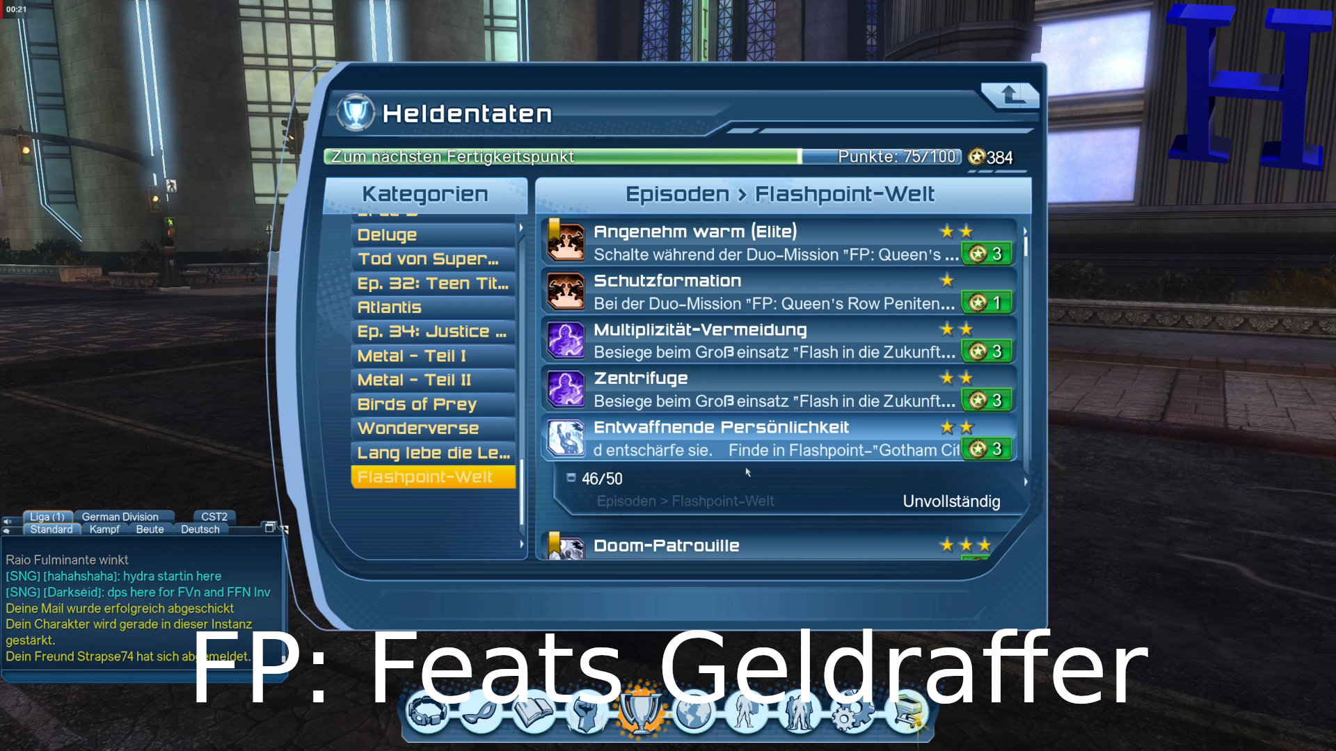 DCUO Flashpoint Heldentaten Verwurzelter Widerstand, Geldraffer & Entwaffnende Persönlichkeit
